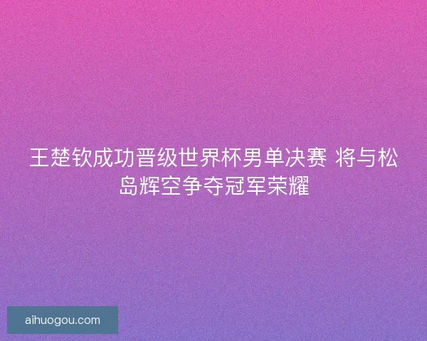王楚钦成功晋级世界杯男单决赛 将与松岛辉空争夺冠军荣耀